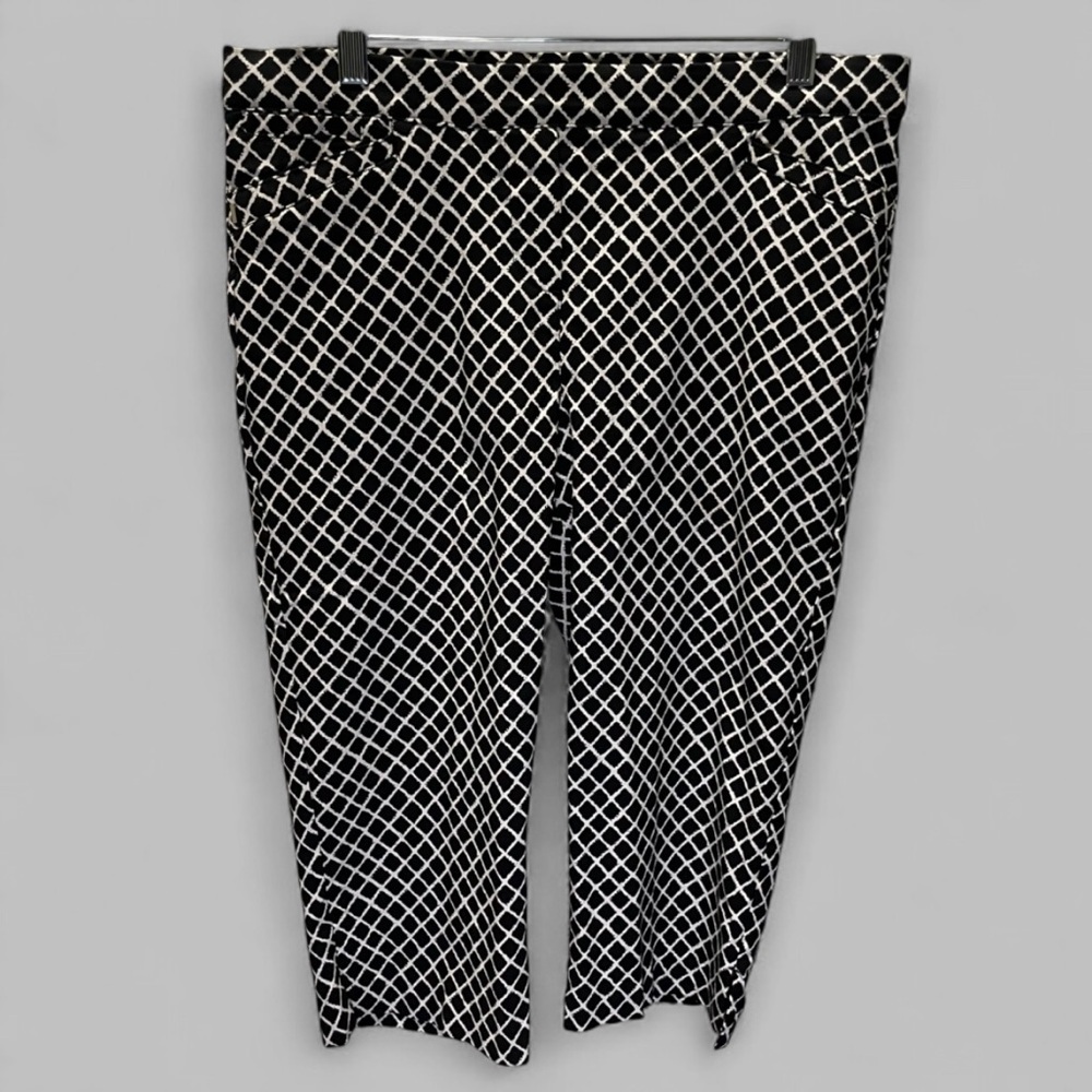 89th & Madison Black White Diamond Lattice Cropped Pants Women's L